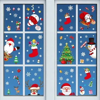MissDeer, Коледни Стикери за стена с Дядо Коледа и Лосем, Декорация на прозорци, Коледни стикери За дома, коледа, Коледни Подаръци, честита Нова година 2024 Изображение