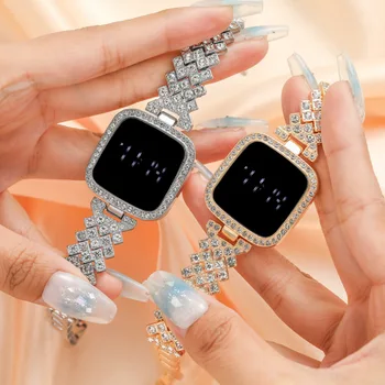 reloj mujer Модерен дамски часовник с led сензорен екран, стоманена каишка, Електронни студентски дамски часовник-гривна reloj digital Изображение