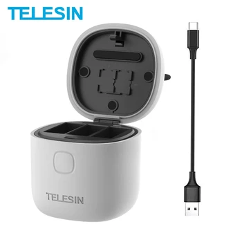 Telesin Allin box 3 в 1 Мултифункционален литиевое зарядно устройство Type C USB Преносимо зарядно за батерията, Go Pro Hero-9 Изображение