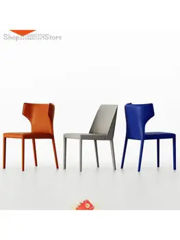 Дизайнерски Стол За Хранене Домакински Влиятелен Стол Съвременно Просто Седло Лесно Луксозно Трапезно Стол Крем На Облегалката На Стол Изображение