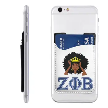 Държач за карти мобилен телефон Zeta Phi Beta 1920 за задната част на телефона, изработен по поръчка от изкуствена кожа, ZOB King Queen, калъф за портфейла Изображение