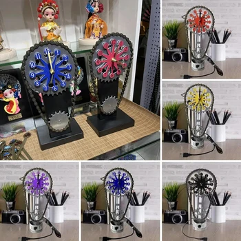 Електрически Настолни часовници в стил Steampunk с Въртящи шестерней, Механични Часовници с веригата Основния Ресторант, Бар, Творчески украса За дома Изображение