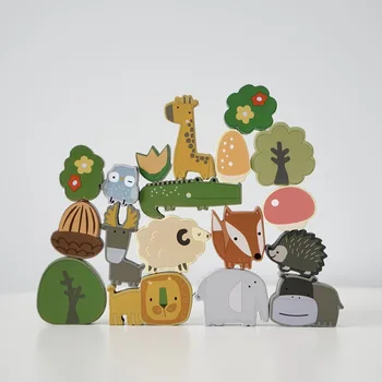 Забавни животни, Укладывающие Кубчета, Балансирани играчки-колажи, детски подаръци Изображение