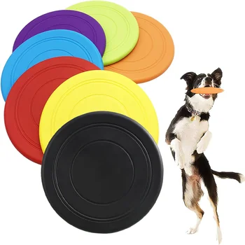 Играчка с летенето диск за кучета, мек каучук интерактивен лесен летящ диск, играчка за кучета, интерактивна летяща играчка за дресура, стоки за домашни любимци Изображение
