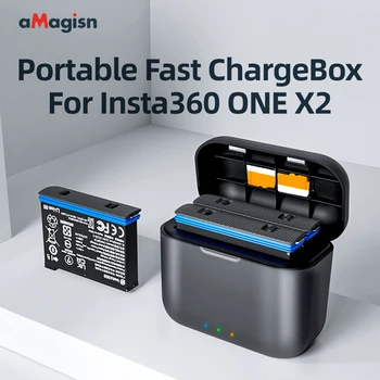 Калъф за бързо зареждане, преносимо зарядно за USB Type C, мини-леки и аксесоари за Insta360 One X2 Battery Изображение