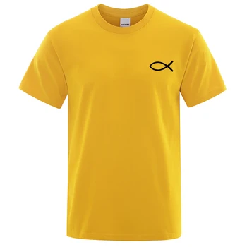 Мъжка тениска с къс ръкав, Летен принт Риба, Мъжки Модерен оборудвана Удобен Дишаща ежедневни памук топ с къс ръкав Изображение