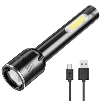 Фенерче XHP60 + COB LED Мащабируем USB Акумулаторна Вградена батерия Power Bank Фенерче За къмпинг, риболов, фенер за работа Изображение