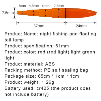 Широката Приложимост Нажежен Прът Светещи Риболовни Светещи Пръчки, Риболовни че плаващите стопове Външния Електронен Нажежен 61 мм Abs Изображение